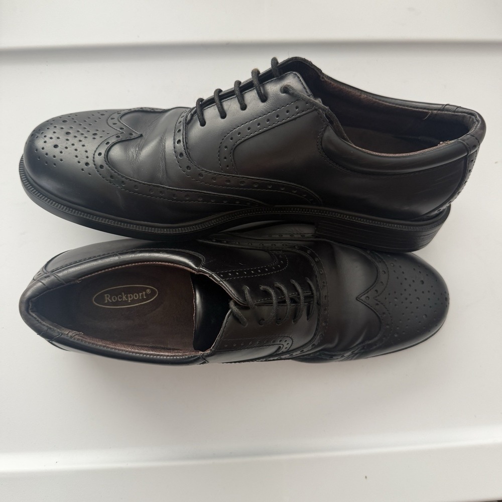 Rockport Men's Oxford Black Leather Dress Shoes Size 10.5M Lace Up M4378